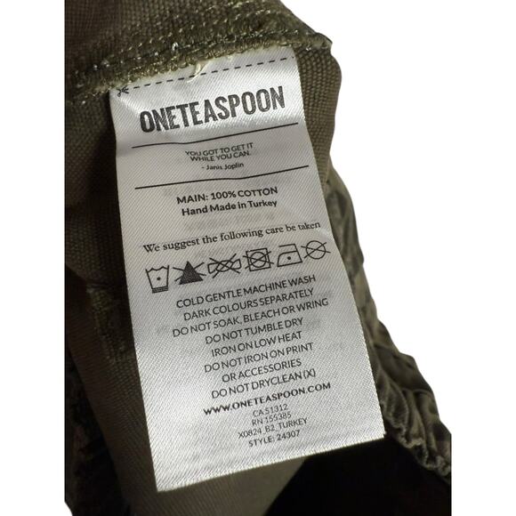 One Teaspoon Shabbies Green Camo Print High Rise Drawstring Pants Size XS - Picture 8 of 9